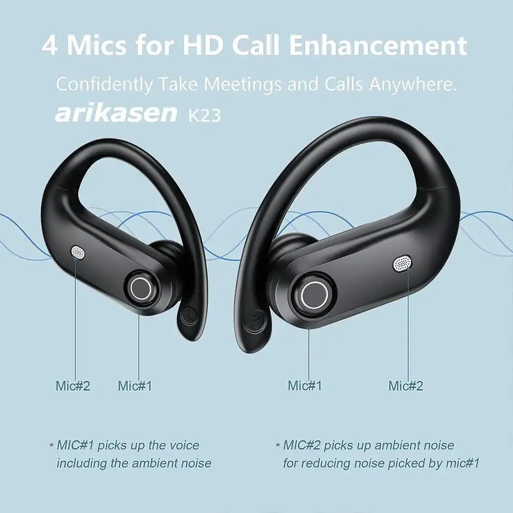 Wireless Bluetooth Dual-mic Noise reduction in-Ear Earphones Clear Calls Waterproof ENC Built-in Mic Earhook For Sport Music
Wireless Bluetooth Dual-mic Noise reduction in-Ear Earphones Clear Calls Waterproof ENC Built-in Mic Earhook For Sport Music
