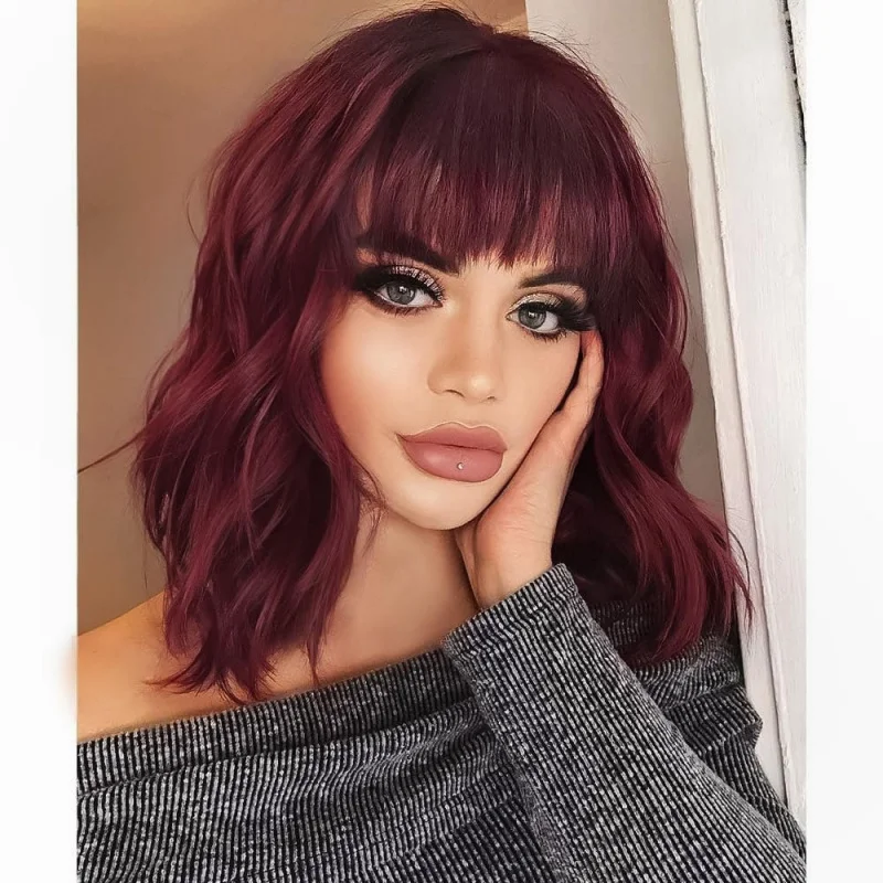 WIGUNDLE HAIR Curly Bob Wig with Bangs Короткие волнистые парики винно-красного цвета для женщин Синтетические термостойкие парики в стиле боб
WIGUNDLE HAIR Curly Bob Wig with Bangs Короткие волнистые парики винно-красного цвета для женщин Синтетические термостойкие парики в стиле боб