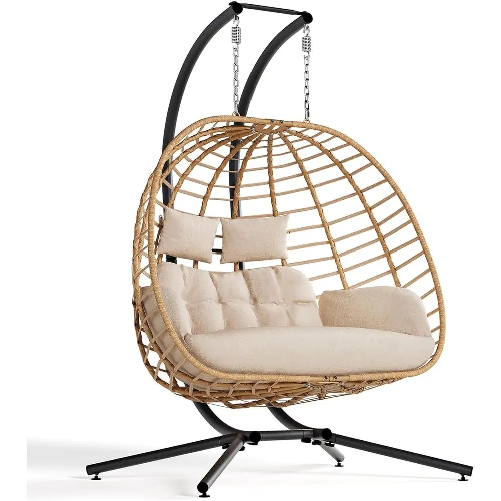 2-Person Outdoor Wicker Swing Chair with Cushion, Perfect for Patio, Garden, or Bedroom - Beige
2-Person Outdoor Wicker Swing Chair with Cushion, Perfect for Patio, Garden, or Bedroom - Beige