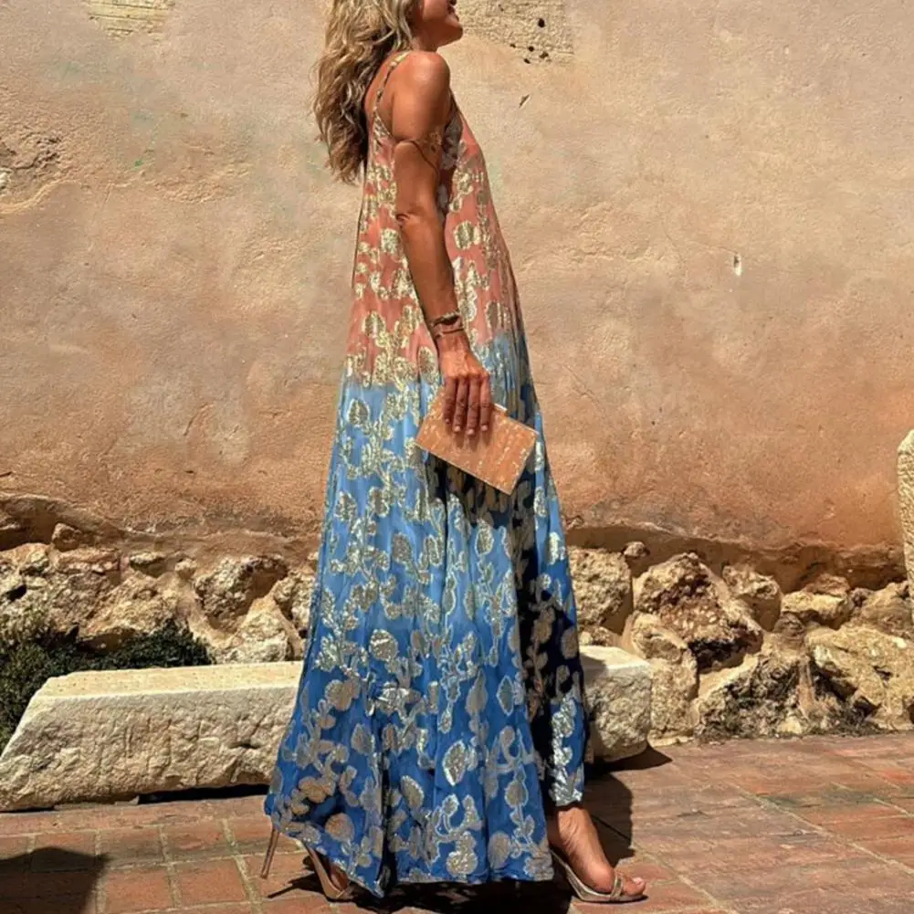 Maxi Dress Stunning Women's Gradient Color Matching Slip Dress Backless Sleeveless for Vacation or Beach Getaways Loose Fit
Maxi Dress Stunning Women's Gradient Color Matching Slip Dress Backless Sleeveless for Vacation or Beach Getaways Loose Fit