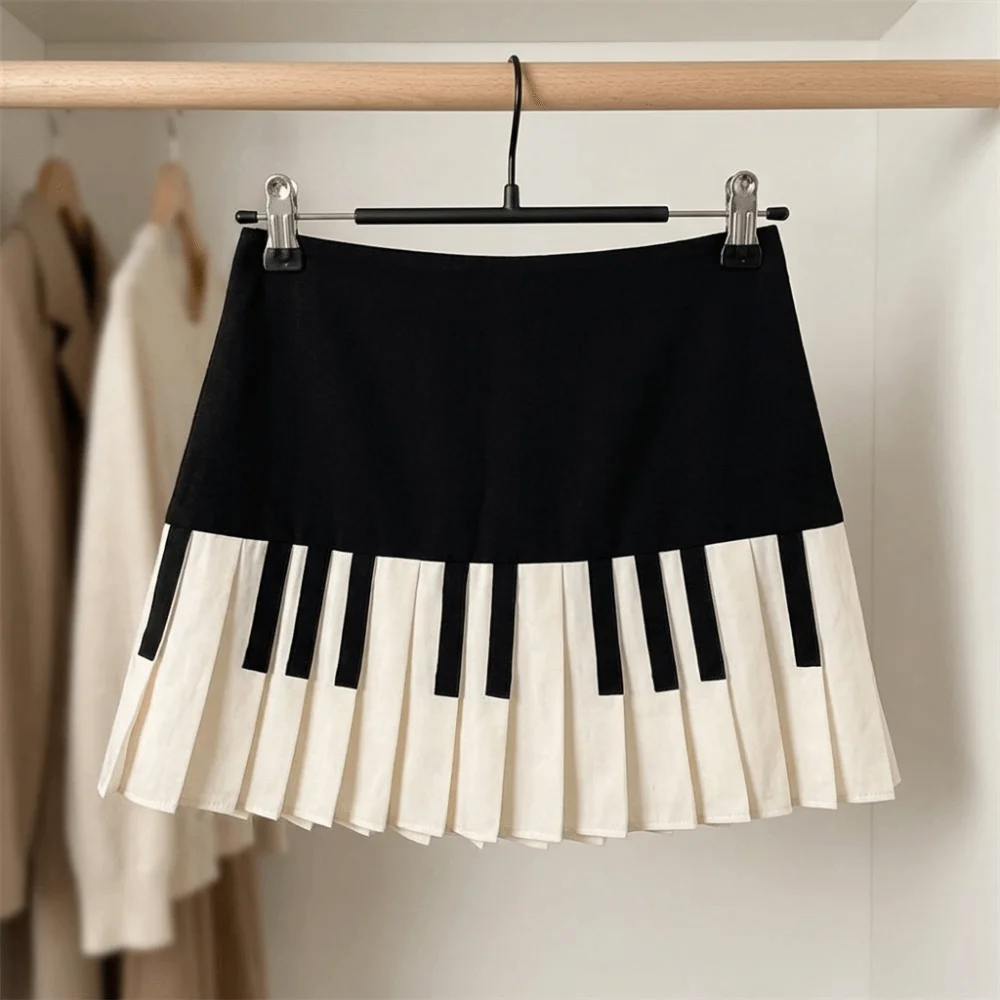 Casual Black White Splicing Piano Skirt Slim Preppy Style Keyboard Pleated Skirt Korean Style JK Dress Short Skirt Business
Casual Black White Splicing Piano Skirt Slim Preppy Style Keyboard Pleated Skirt Korean Style JK Dress Short Skirt Business