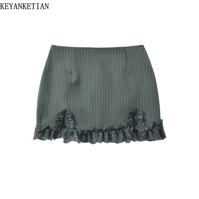 KEYANKETIAN New Launch Lace Decoration Striped Skirt Women's Side Zipper High waist Side Split Hot sweet Sexy Skinny Mini Skirt
KEYANKETIAN New Launch Lace Decoration Striped Skirt Women's Side Zipper High waist Side Split Hot sweet Sexy Skinny Mini Skirt