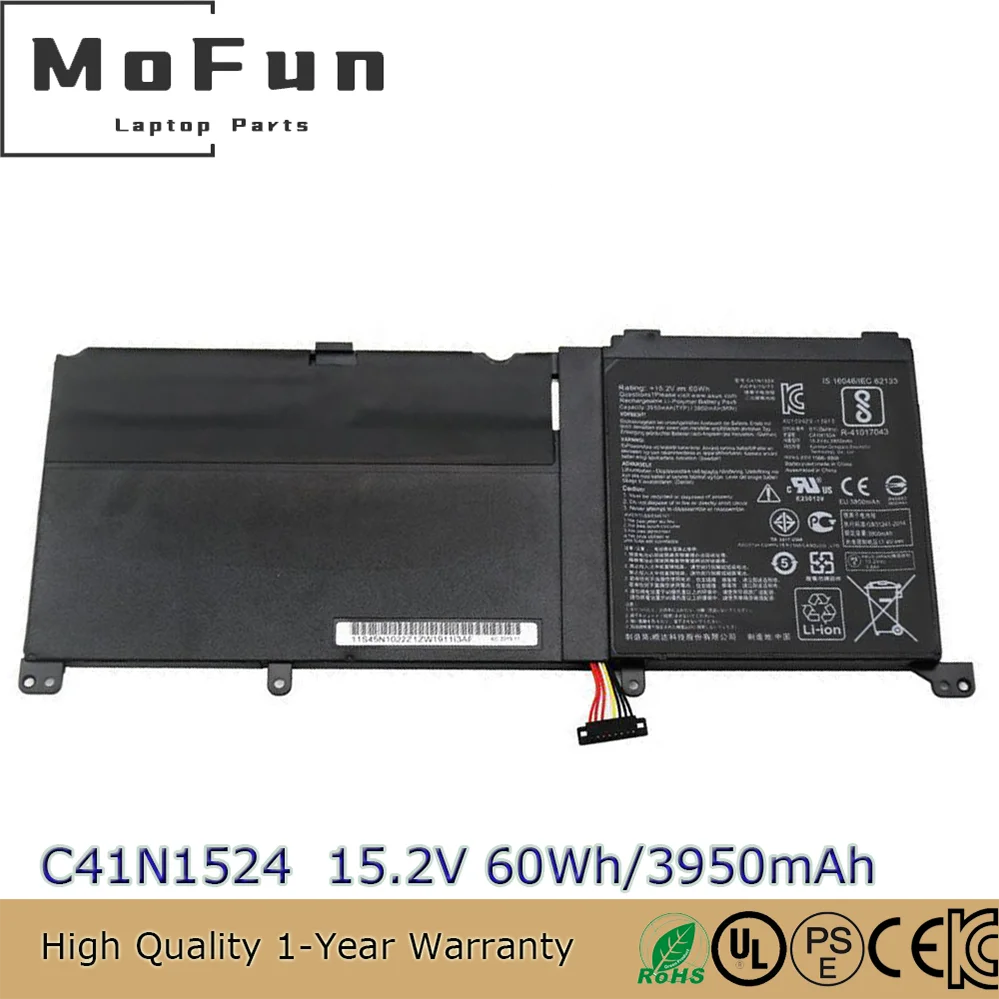 Новый оригинальный аккумулятор для ноутбука C41N1524 15,2 В 60 Втч для Asus ZenBook Pro UX501JW UX501VW N501VW-2B G501VW
Новый оригинальный аккумулятор для ноутбука C41N1524 15,2 В 60 Втч для Asus ZenBook Pro UX501JW UX501VW N501VW-2B G501VW