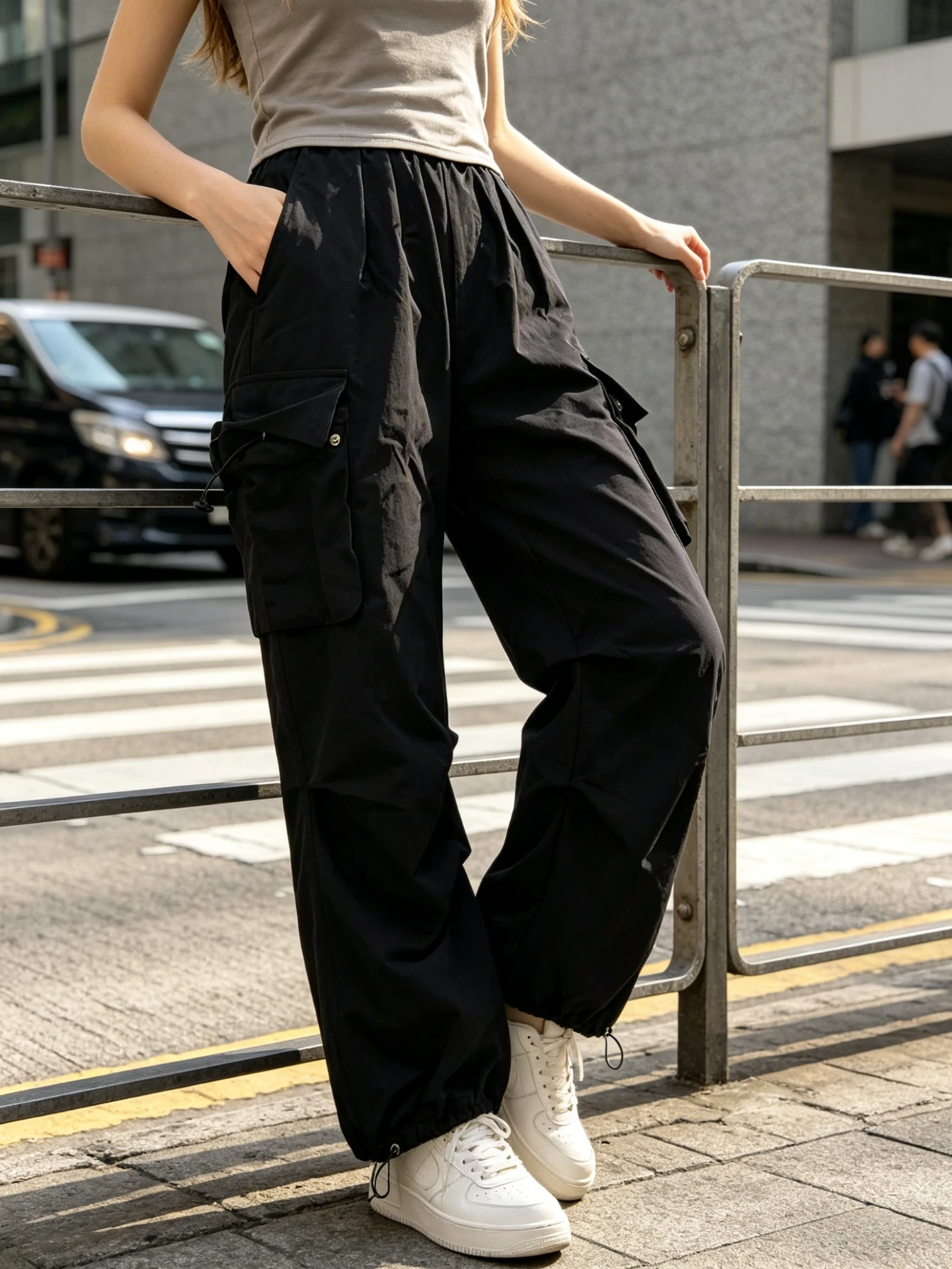 New Y2K Street Spring and Summer Women's Elastic Waist Overalls with Pockets Autumn Loose Drawstring Black Wide-leg Pants
New Y2K Street Spring and Summer Women's Elastic Waist Overalls with Pockets Autumn Loose Drawstring Black Wide-leg Pants