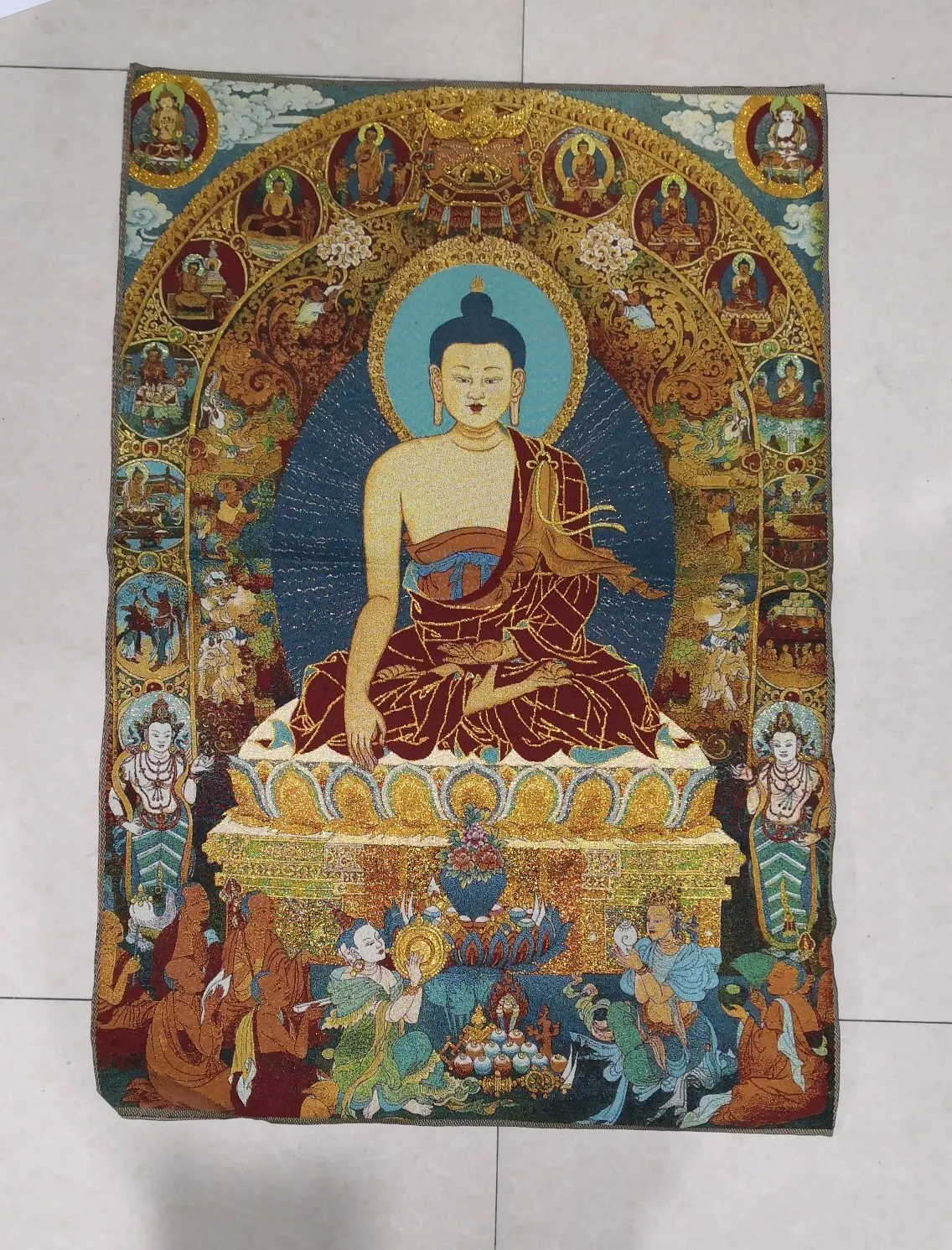 36" Tibet Tibetan Cloth Silk Buddhism Sakyamuni Budda Tangka Thangka Mural
36" Tibet Tibetan Cloth Silk Buddhism Sakyamuni Budda Tangka Thangka Mural
