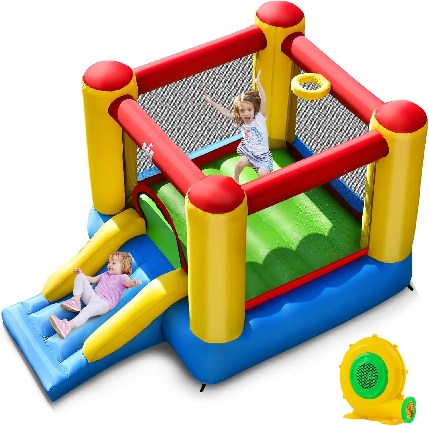 Kids Inflatable Bounce House with Slide and Heavy Duty Jumping Area, Portable Toddler Bouncy Castle for Indoor Outdoor Party Fun, Includes 550W Air Blower, Ideal Birthday Gift
Kids Inflatable Bounce House with Slide and Heavy Duty Jumping Area, Portable Toddler Bouncy Castle for Indoor Outdoor Party Fun, Includes 550W Air Blower, Ideal Birthday Gift