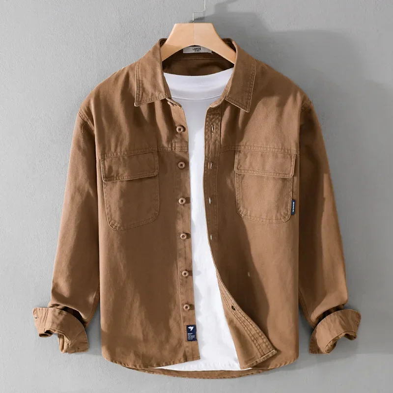Spring Fall Streetwear Vintage Shirt Men Casual Long Sleeve Pure Cotton Cargo Shirt Distressed Brown Shirt Fashion Loose Shirts
Spring Fall Streetwear Vintage Shirt Men Casual Long Sleeve Pure Cotton Cargo Shirt Distressed Brown Shirt Fashion Loose Shirts