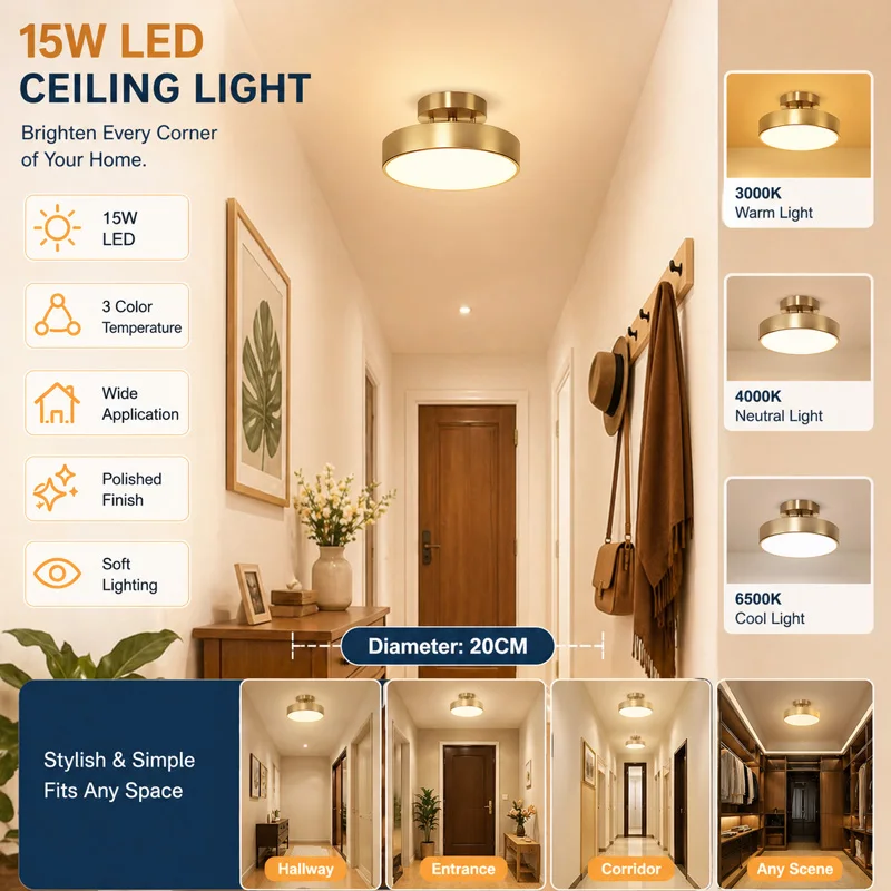 Hallway Bedroom Indoor Lighting - Modern LED Round Ceiling Lamp for Hotel Living Room
Hallway Bedroom Indoor Lighting - Modern LED Round Ceiling Lamp for Hotel Living Room