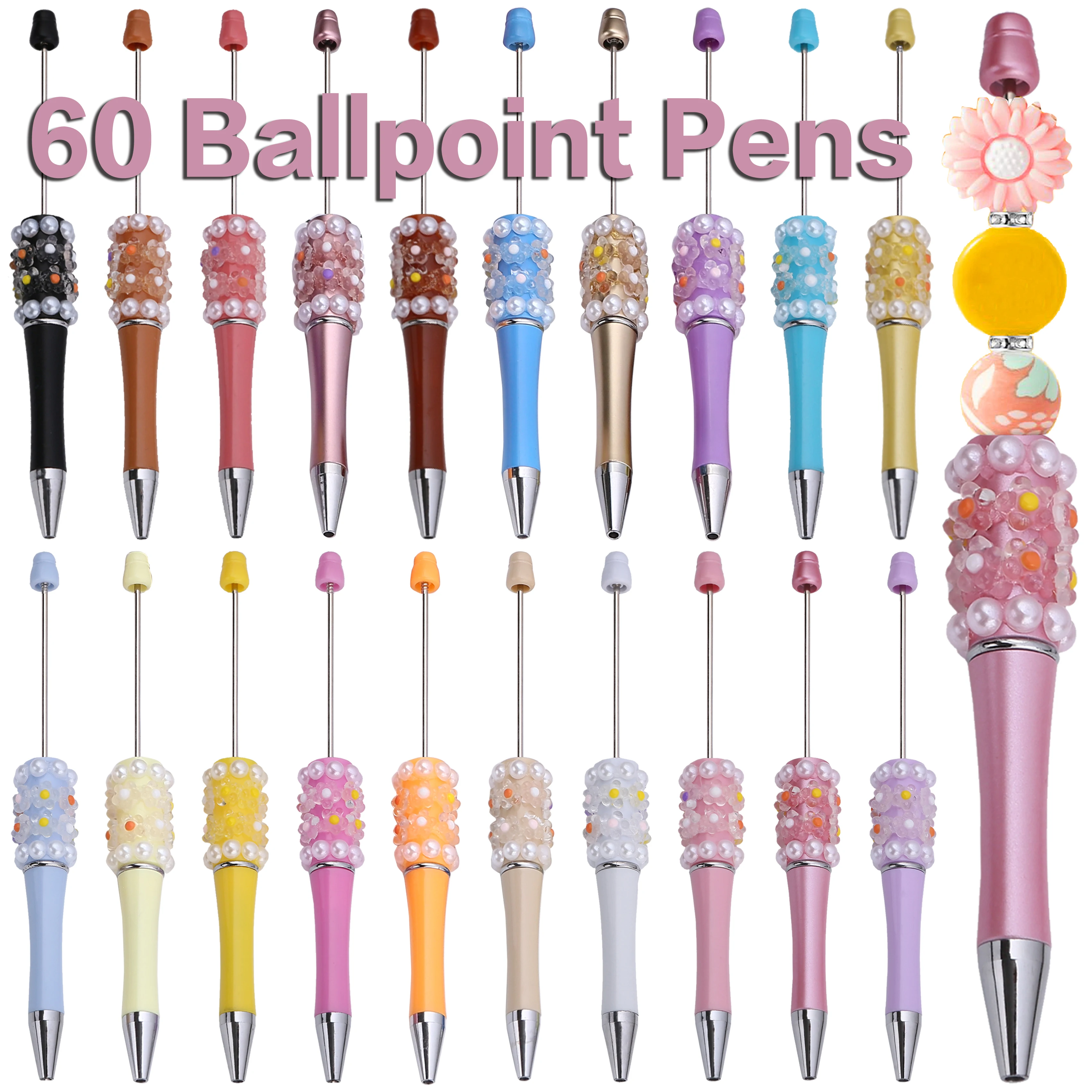 60Pcs Flower Pearl Beaded Pen Newest Colour Creative Plastic Beaded Pen DIY Gift for Student Office Supplies
60Pcs Flower Pearl Beaded Pen Newest Colour Creative Plastic Beaded Pen DIY Gift for Student Office Supplies