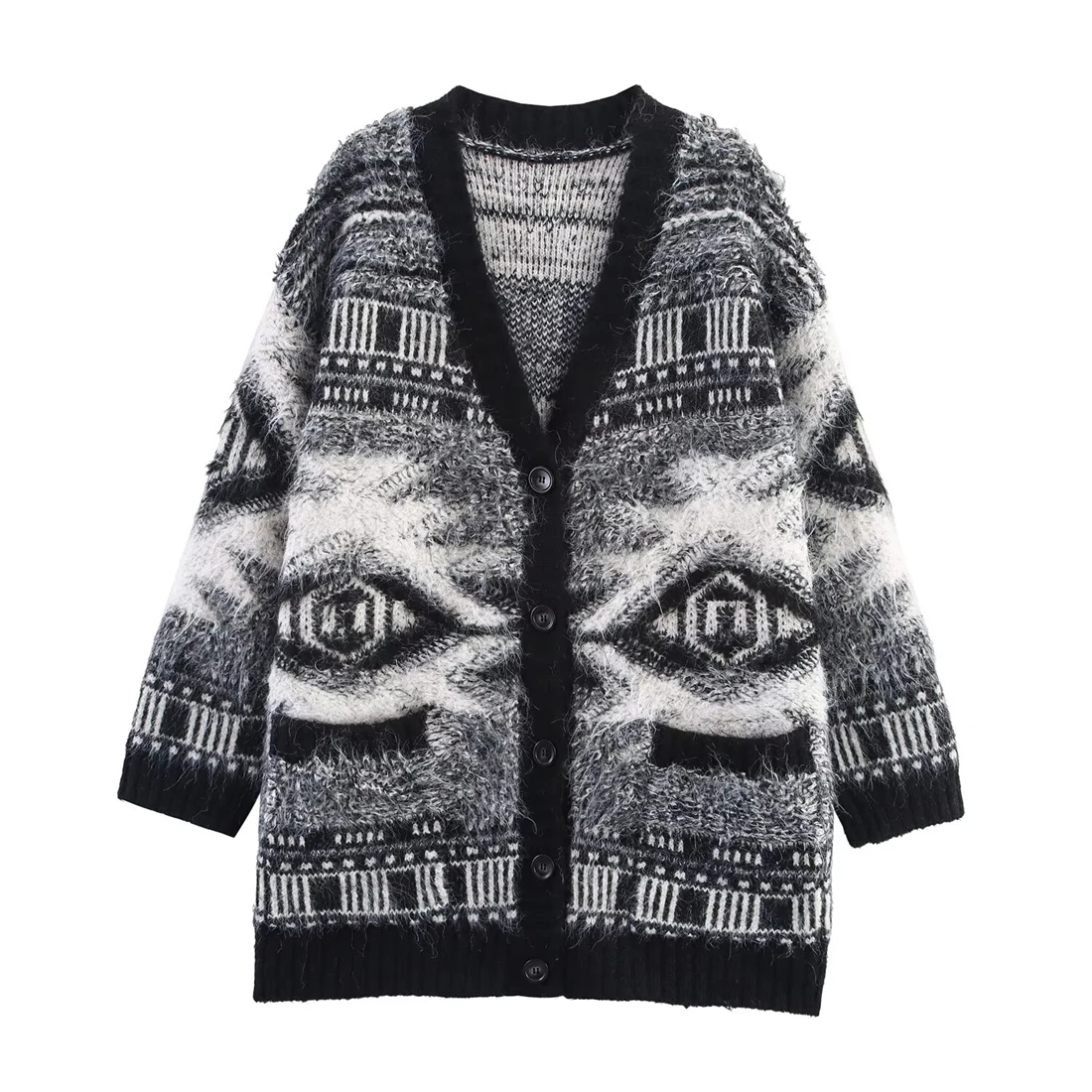 Women's Fashionable Loose V-neck Jacquard Knitted Cardigan Lazy Style Knitwear for Casual Occasions
Women's Fashionable Loose V-neck Jacquard Knitted Cardigan Lazy Style Knitwear for Casual Occasions