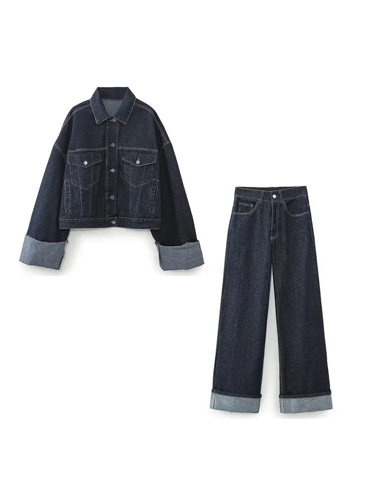 Willshela Women Fashion Two Piece Set Denim Blue Single Breasted Jackets & Vintage Straight Pants Female Chic Lady Pants Suit
Willshela Women Fashion Two Piece Set Denim Blue Single Breasted Jackets & Vintage Straight Pants Female Chic Lady Pants Suit