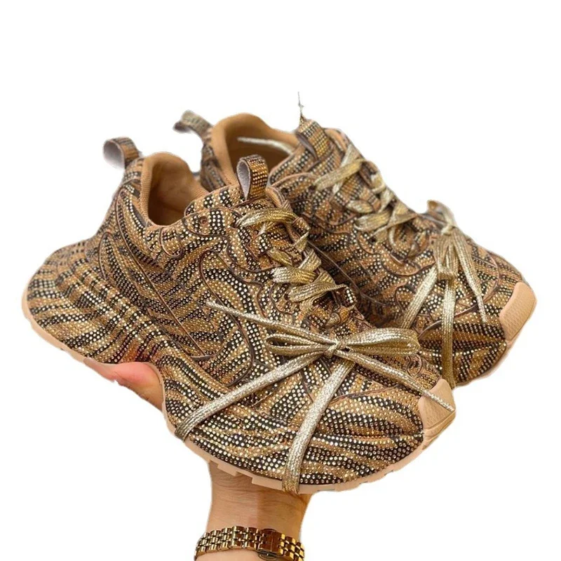 Women's Tiger Stripe Full Rhinestone Metallic Lace Chunky Platform Dad Shoes Lace Up Height Boost Street Trendy Casual Footwear
Women's Tiger Stripe Full Rhinestone Metallic Lace Chunky Platform Dad Shoes Lace Up Height Boost Street Trendy Casual Footwear
