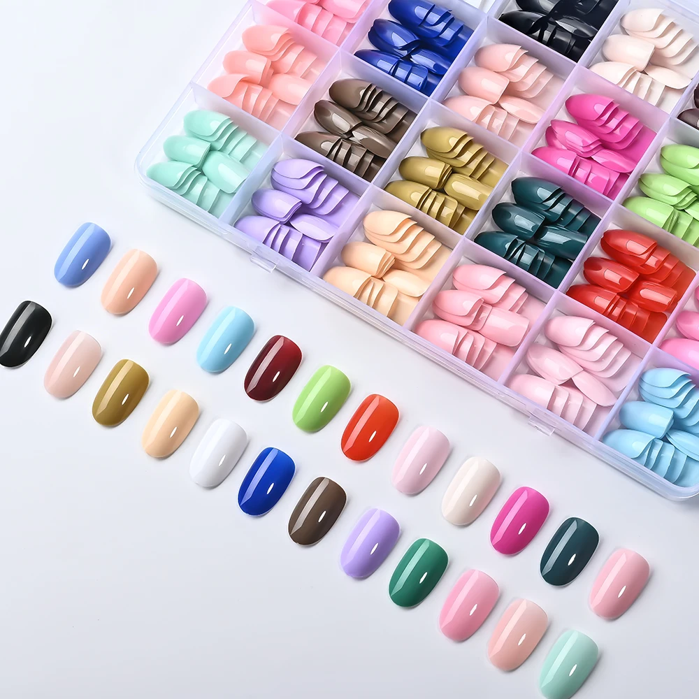 24Colors(288pcs) Colorful Short Oval Press On Nails Glossy Pure Color Full Cover Fake Nail DIY Manicure Acrylic False Nail Tips
24Colors(288pcs) Colorful Short Oval Press On Nails Glossy Pure Color Full Cover Fake Nail DIY Manicure Acrylic False Nail Tips
