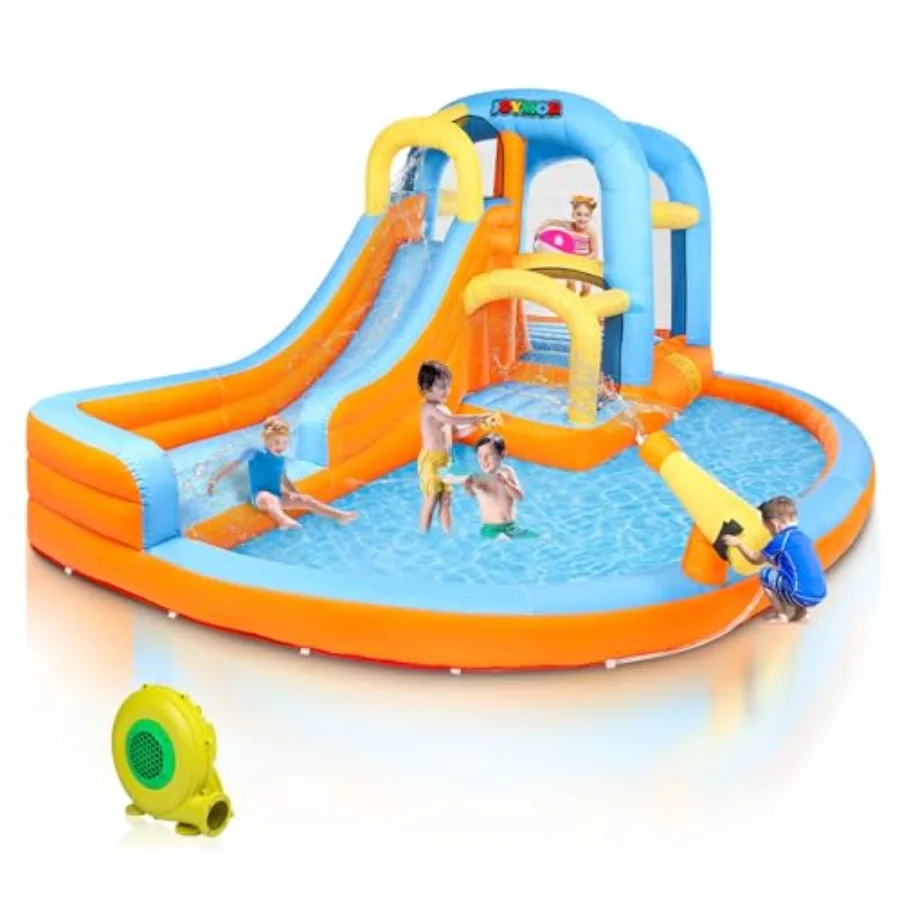 5-in-1 Iatable Water Slide Park, Water Bounce House w/Air Blower, Climbing Wall, Double Jump Area, Splash Pool, Water Cannon, W
5-in-1 Iatable Water Slide Park, Water Bounce House w/Air Blower, Climbing Wall, Double Jump Area, Splash Pool, Water Cannon, W