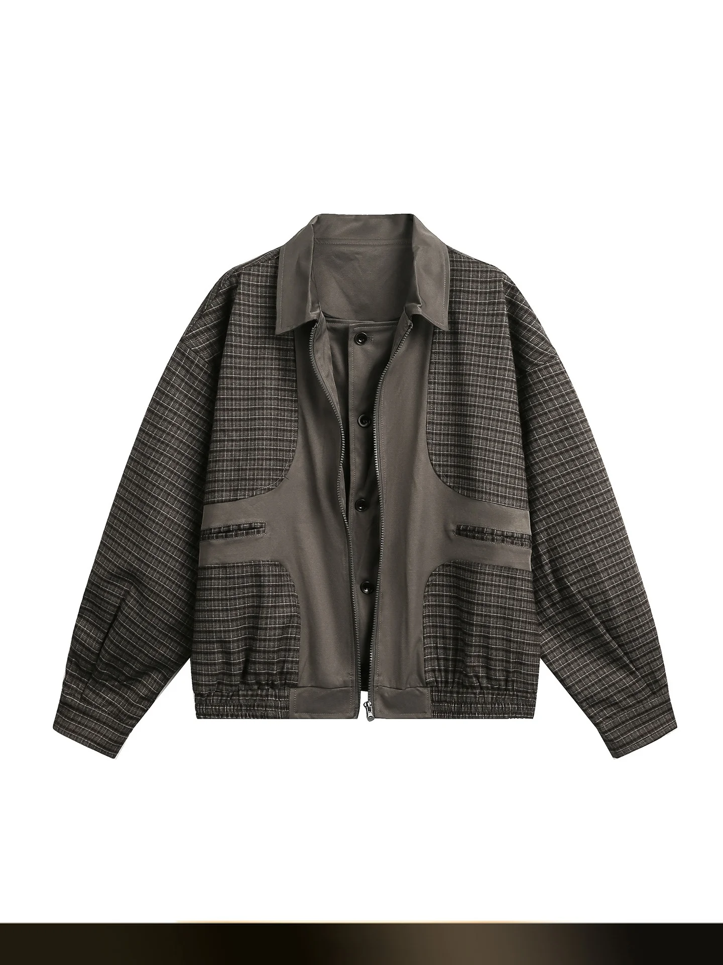 American Retro Color Blo Plaid Fake Two-Piece ort Men's Jaet Loose Fit Autumn Workwear Coat Youth Faion Polyester
American Retro Color Blo Plaid Fake Two-Piece ort Men's Jaet Loose Fit Autumn Workwear Coat Youth Faion Polyester