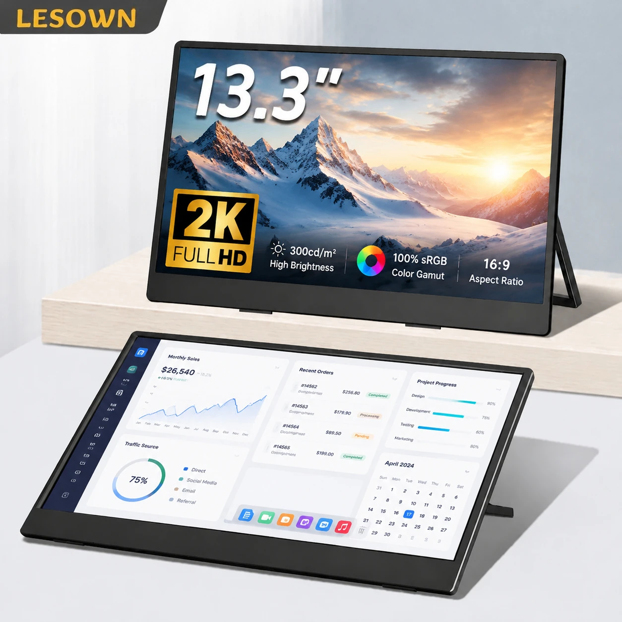 LESOWN 13.3" Portable Laptop Extender 1920x1080 Display Plug and Play External Monitor with VESA Support for Work
LESOWN 13.3" Portable Laptop Extender 1920x1080 Display Plug and Play External Monitor with VESA Support for Work