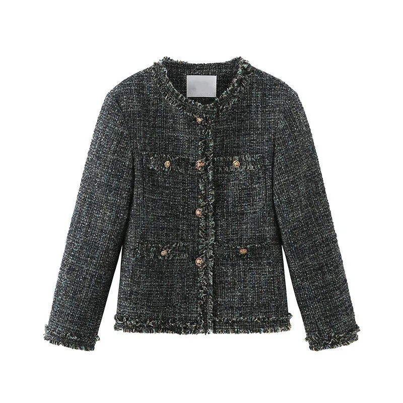 Women's tweed jacket, dark green spring/autumn short top, new high-end outerwear
Women's tweed jacket, dark green spring/autumn short top, new high-end outerwear