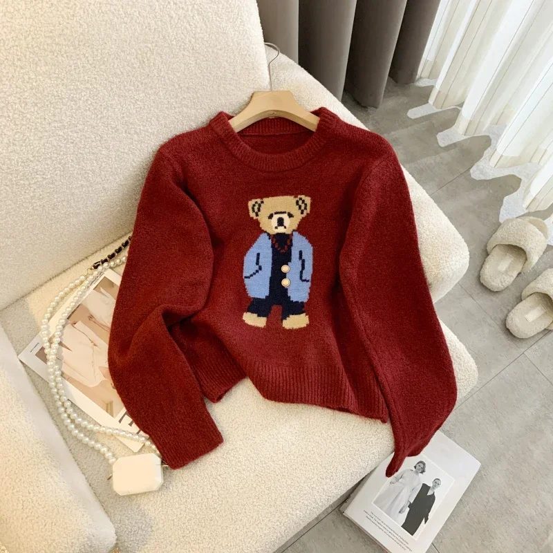 Women Cashmere Sweater Spring Korean Style Cartoon Bear Long Sleeve Y2k Clothes Pullovers Knitted Sweaters For Women New
Women Cashmere Sweater Spring Korean Style Cartoon Bear Long Sleeve Y2k Clothes Pullovers Knitted Sweaters For Women New
