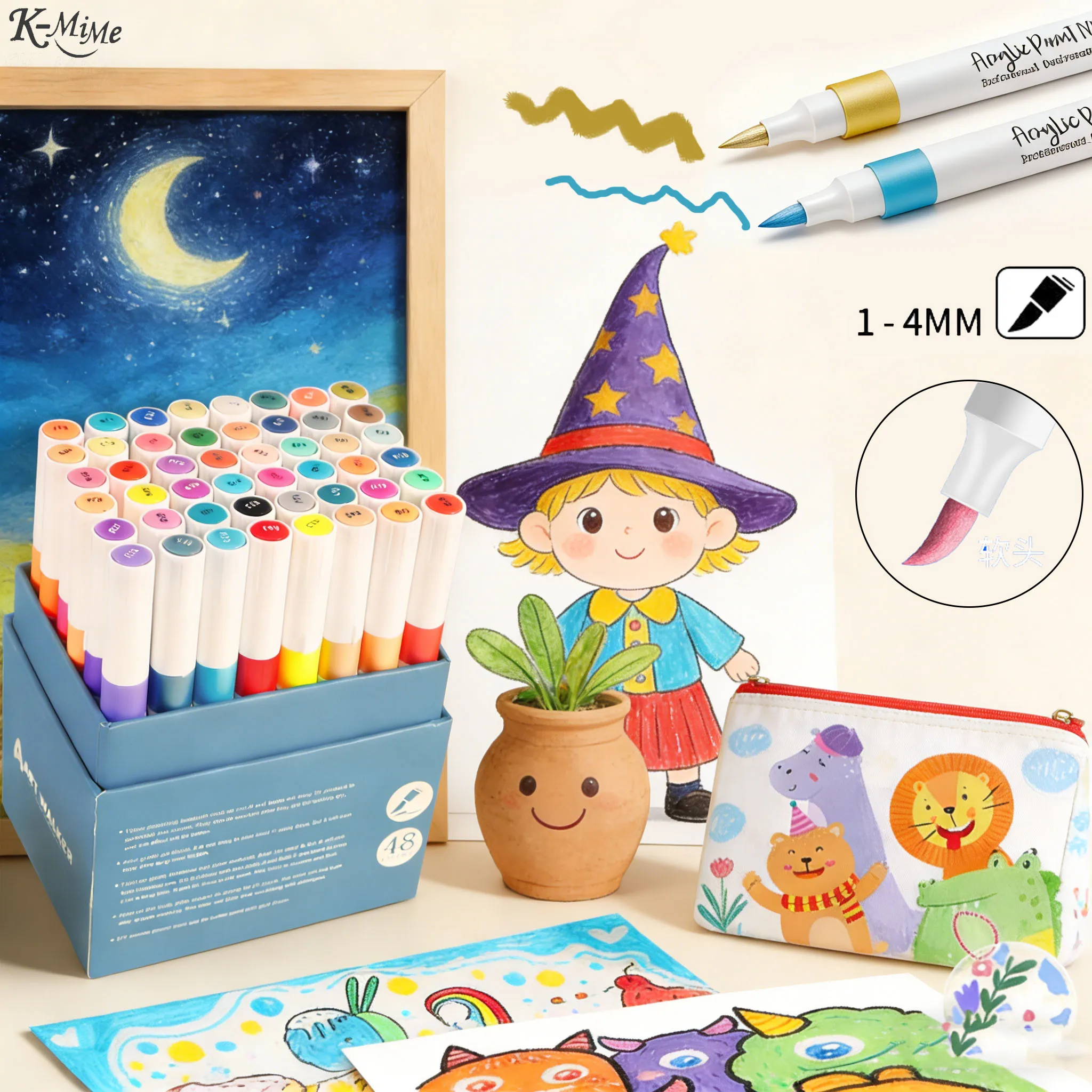 Набор из 60 цветных маркеров с прямой подачей чернил, акриловые ручки-кисти на водной основе для раскрасок для взрослых, рисования на камне, дереве, керамике, ткани
Набор из 60 цветных маркеров с прямой подачей чернил, акриловые ручки-кисти на водной основе для раскрасок для взрослых, рисования на камне, дереве, керамике, ткани