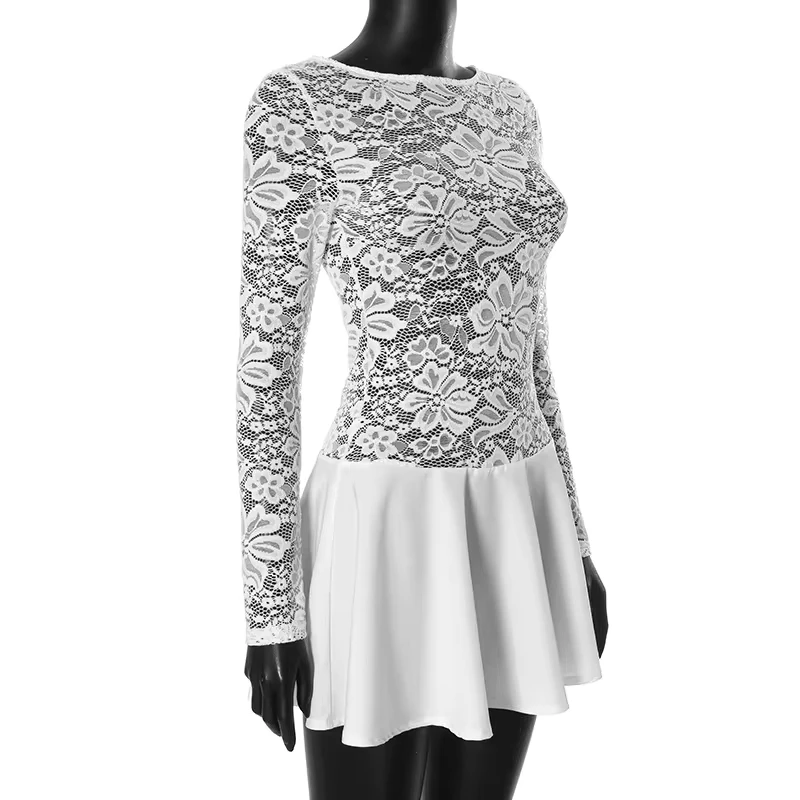 Pullover Round Neck Lace Patchwork Buttons Pleated Short Dresses For Women Sexy Elegant Dress Streetwear
Pullover Round Neck Lace Patchwork Buttons Pleated Short Dresses For Women Sexy Elegant Dress Streetwear
