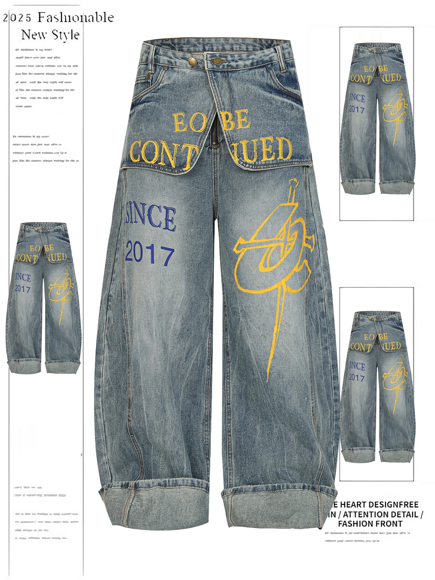 American Style High Waist Wide Leg Jeans Women's Spring Autumn Loose Fit Letter Graffiti Knife Denim Casual Blue
American Style High Waist Wide Leg Jeans Women's Spring Autumn Loose Fit Letter Graffiti Knife Denim Casual Blue