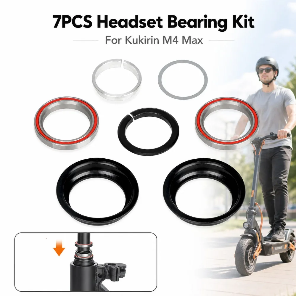Scooter Front Sealed Steering Bearing Assembly Accessory,suitable for Kukirin M4Max Electric Scooter Peilin Bowl Set 7-piece Set
Scooter Front Sealed Steering Bearing Assembly Accessory,suitable for Kukirin M4Max Electric Scooter Peilin Bowl Set 7-piece Set