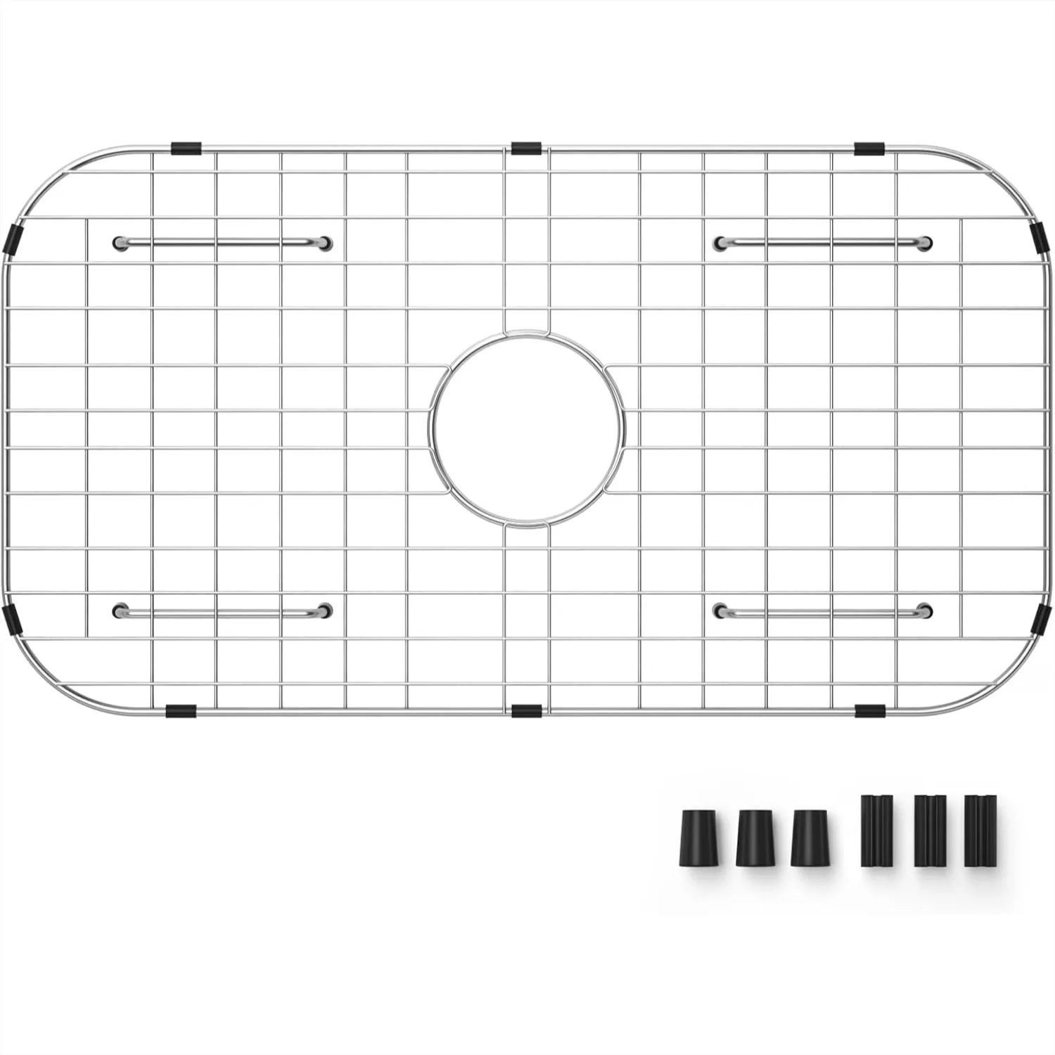 Sink Protector Grid 26-1/16" x 14-1/16" for Single Bowl Kitchen Sink, Centered Drain with 3-1/2" Corner Radius, 304 Stainless
Sink Protector Grid 26-1/16" x 14-1/16" for Single Bowl Kitchen Sink, Centered Drain with 3-1/2" Corner Radius, 304 Stainless
