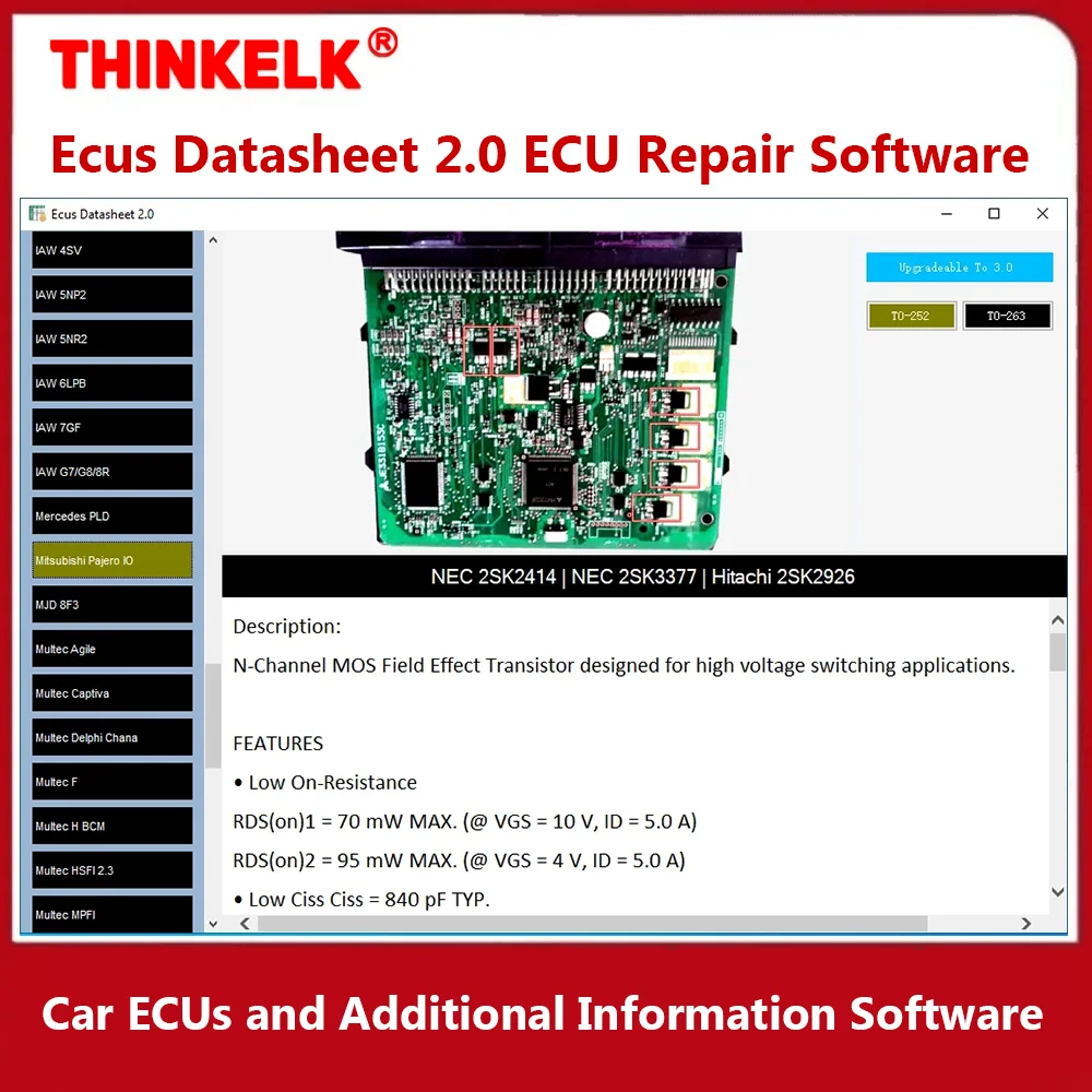 Ecus Datasheet 2.0 ECU Repair Software with Electronic Components PCB Schematics of Car ECUs and Additional Information
Ecus Datasheet 2.0 ECU Repair Software with Electronic Components PCB Schematics of Car ECUs and Additional Information