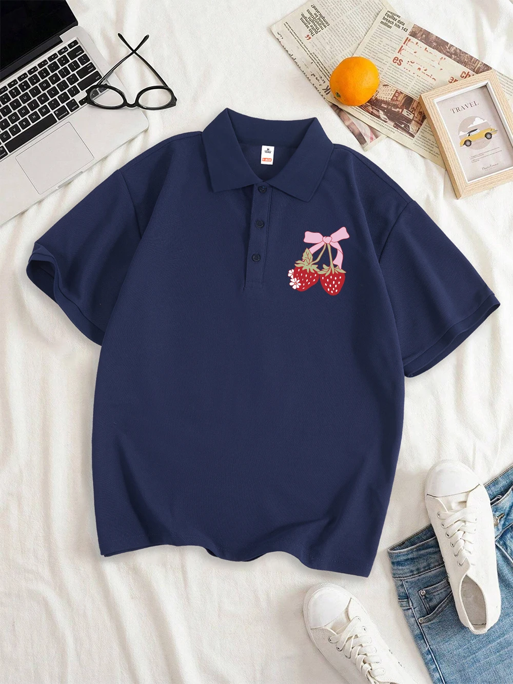 Fruit Of The Spirit Strawberryprints Polo Shirt Women Summer Comfortable Breathable Lapel Shirts Basics All-Match Womans Clothes
Fruit Of The Spirit Strawberryprints Polo Shirt Women Summer Comfortable Breathable Lapel Shirts Basics All-Match Womans Clothes