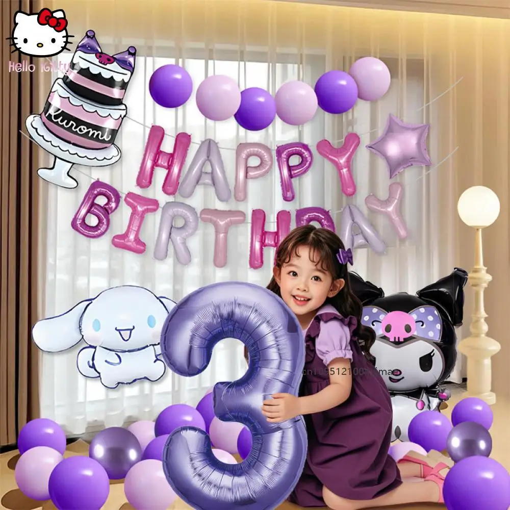 Sanrio Kuromi Birthday Decoration Sets Balloons Girls Party Supplies Decorative Banner Party Accessories Diy Props Gift Cartoon 
Sanrio Kuromi Birthday Decoration Sets Balloons Girls Party Supplies Decorative Banner Party Accessories Diy Props Gift Cartoon