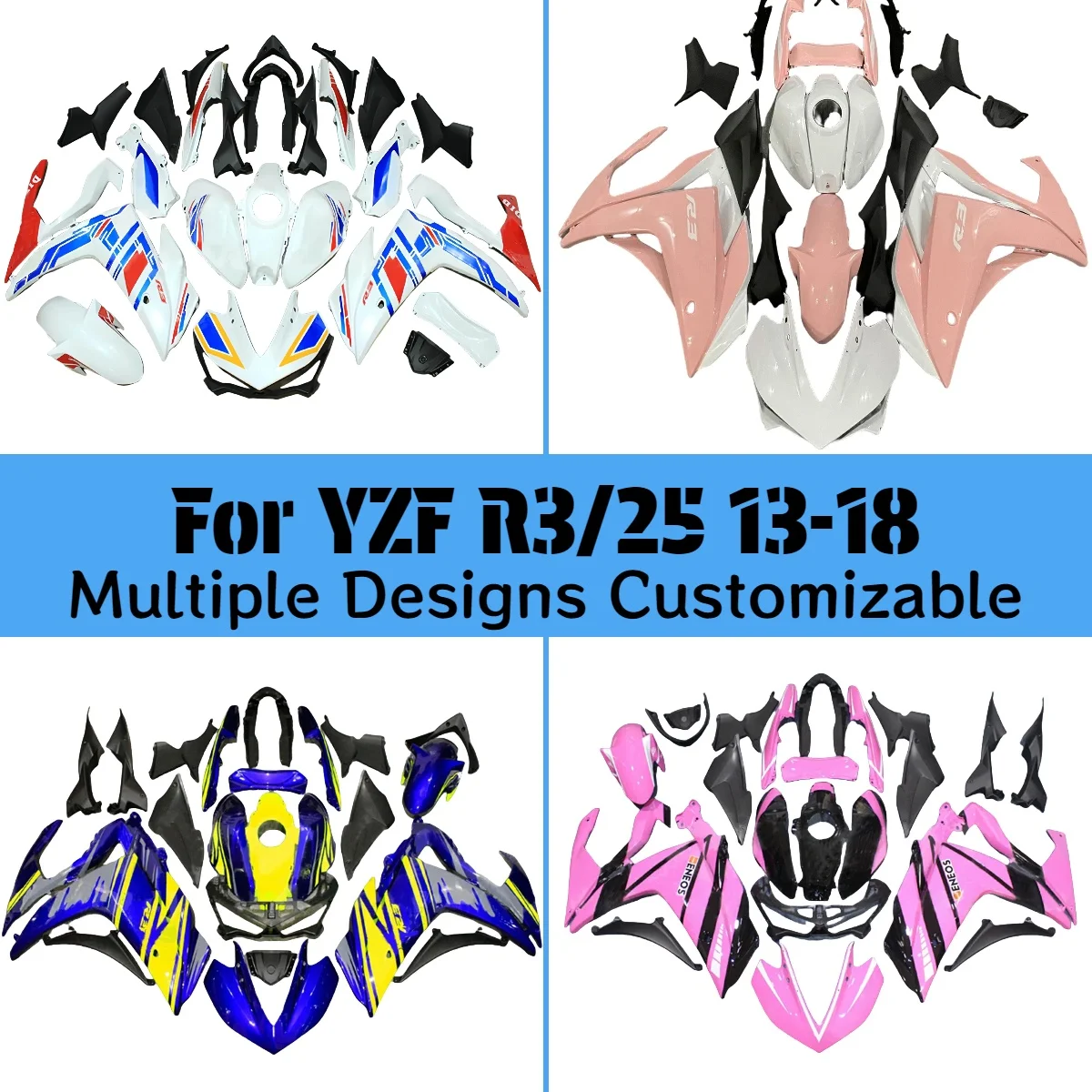 Комплект обтекателей YZFR25 R3 2013-2018 для YAMAHA YZFR3 R25 13-18, неоригинальный мотоциклетный комплект обтекателей из АБС-пластика, изготовленный методом литья под давлением
Комплект обтекателей YZFR25 R3 2013-2018 для YAMAHA YZFR3 R25 13-18, неоригинальный мотоциклетный комплект обтекателей из АБС-пластика, изготовленный методом литья под давлением