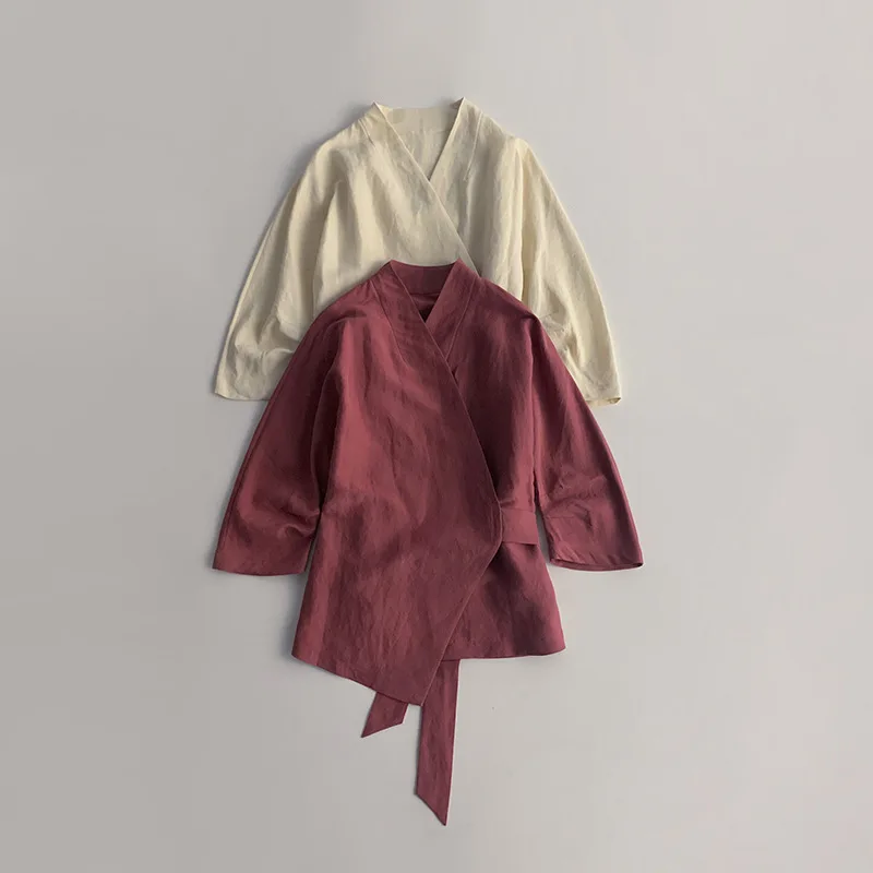 Withered V-neck Quarter-length Curved Sleeve Crossover Tie Waist Top Coat For Spring And Autumn Blouses Women's Clothes Shirts
Withered V-neck Quarter-length Curved Sleeve Crossover Tie Waist Top Coat For Spring And Autumn Blouses Women's Clothes Shirts