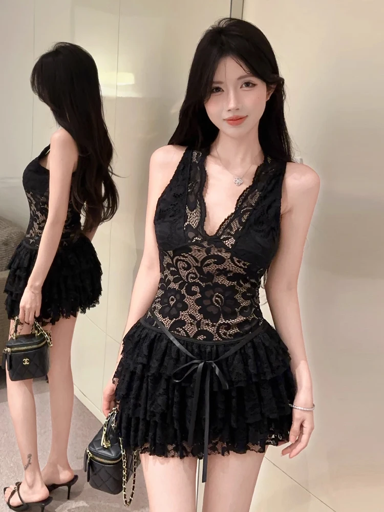 Sexy Lace Hollow out Svel V-ne Dr Pure Desire Sle Transparent Waist-cinching A-line Skirt for Young Women
Sexy Lace Hollow out Svel V-ne Dr Pure Desire Sle Transparent Waist-cinching A-line Skirt for Young Women