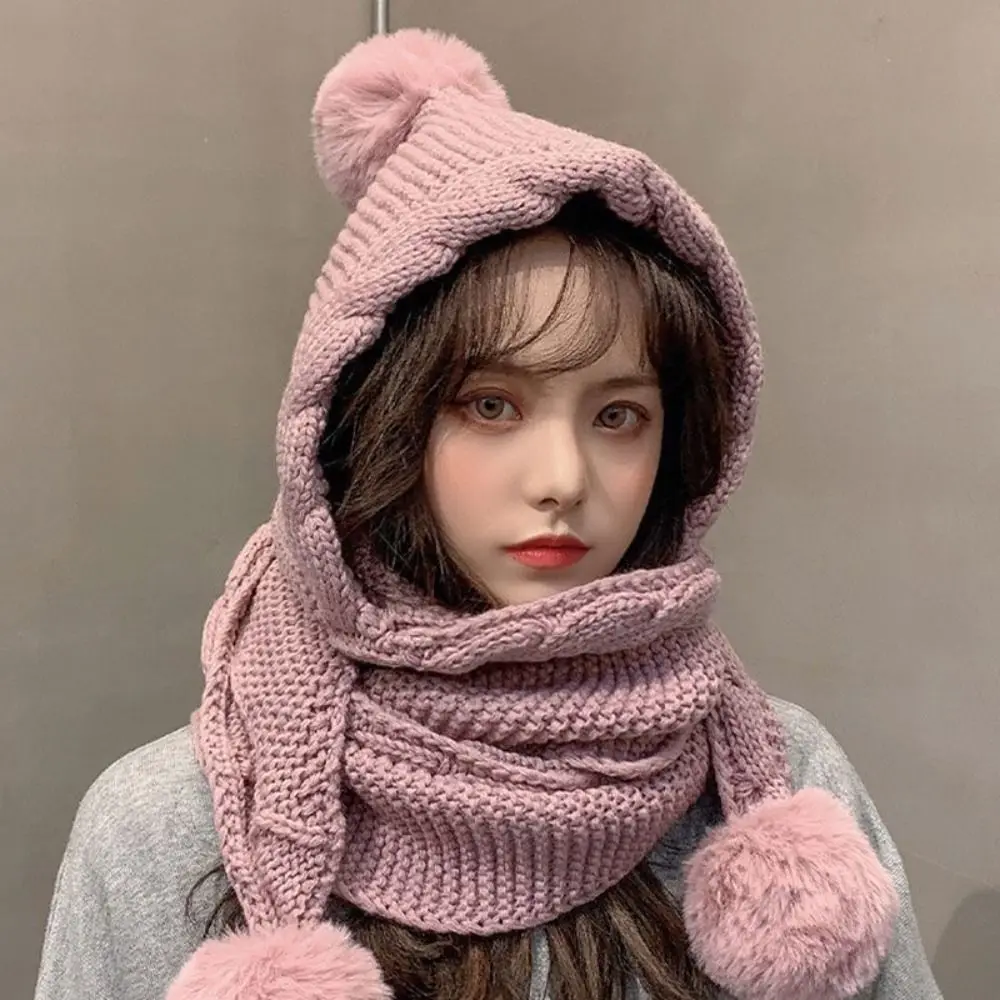 Fashion Winter Hooded Scarf Hat Cold Protection Ear Protection Knitted Hat Thickened Fur Ball Warm Caps
Fashion Winter Hooded Scarf Hat Cold Protection Ear Protection Knitted Hat Thickened Fur Ball Warm Caps