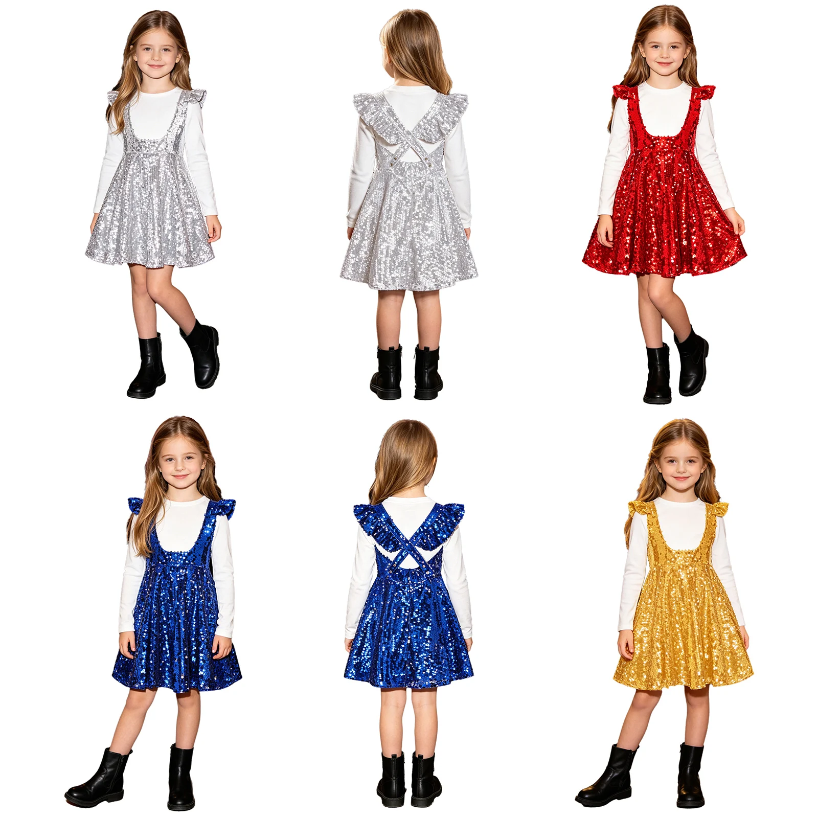 Kid Girls Allover Sequin Party Pinafore Skirt Ruffled Suspenders Adjustable Straps A-line Pleated Sparkly Disco Jazz Dance Skirt
Kid Girls Allover Sequin Party Pinafore Skirt Ruffled Suspenders Adjustable Straps A-line Pleated Sparkly Disco Jazz Dance Skirt