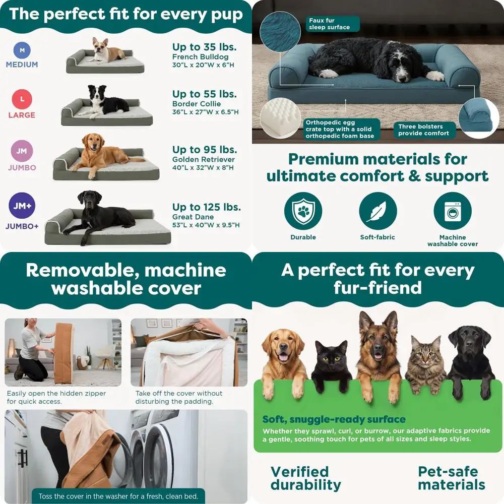Luxury Orthopedic Dog Bed for Large Breeds: Sofa-Style Contour Mattress with Egg Crate Foam and Removable, Washable Cover
Luxury Orthopedic Dog Bed for Large Breeds: Sofa-Style Contour Mattress with Egg Crate Foam and Removable, Washable Cover