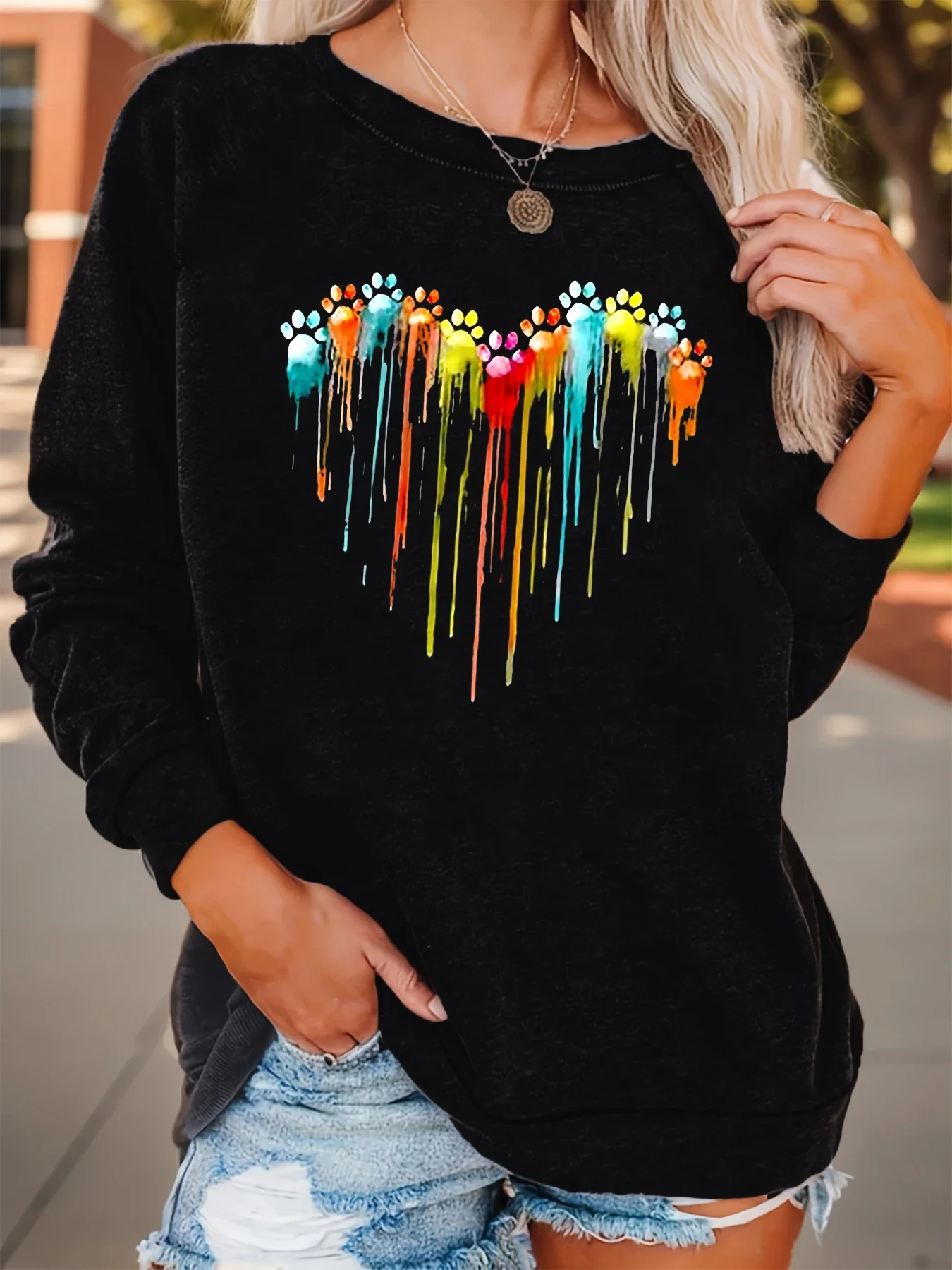 Pop Heart Print Sweatshirt Long Sleeve Female Black And White Dragonfly Long Sleeved Base Spring And Autumn T-shirt For Women
Pop Heart Print Sweatshirt Long Sleeve Female Black And White Dragonfly Long Sleeved Base Spring And Autumn T-shirt For Women
