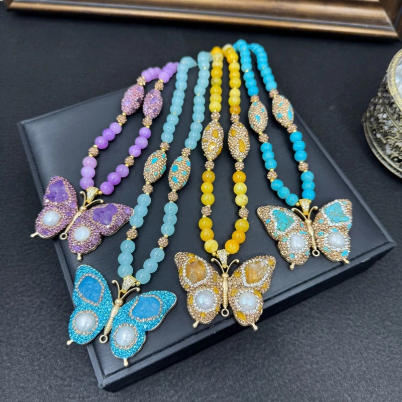 Exquisite Exaggerated Natural Raw Pearl Butterfly Necklace Hand Crystal Jewelry Design Light Luxury Fashion Collares Para Mujer
Exquisite Exaggerated Natural Raw Pearl Butterfly Necklace Hand Crystal Jewelry Design Light Luxury Fashion Collares Para Mujer