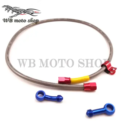 Tubo flessibile freno universale per moto Dirt Bike Tubo flessibile olio rinforzato idraulico in acciaio intrecciato 85 cm Banjo per Honda DIO ZX yamaha JOG