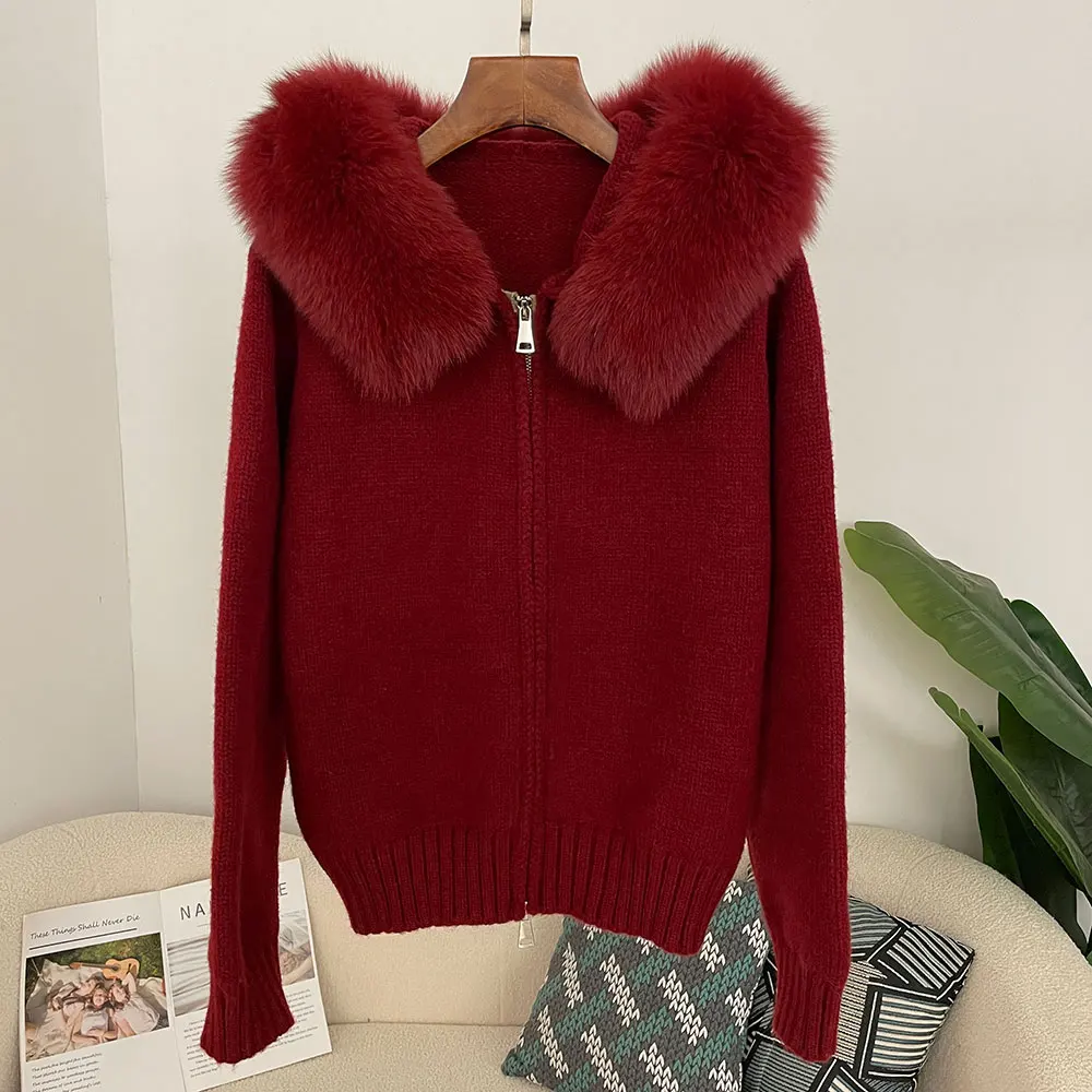 Reality Natural Fur Coat Cardigan for Women Luxury Short Knitted Jacket Casual Hooded Real Fox Fur Collar Fashion Autumn Winter
Reality Natural Fur Coat Cardigan for Women Luxury Short Knitted Jacket Casual Hooded Real Fox Fur Collar Fashion Autumn Winter