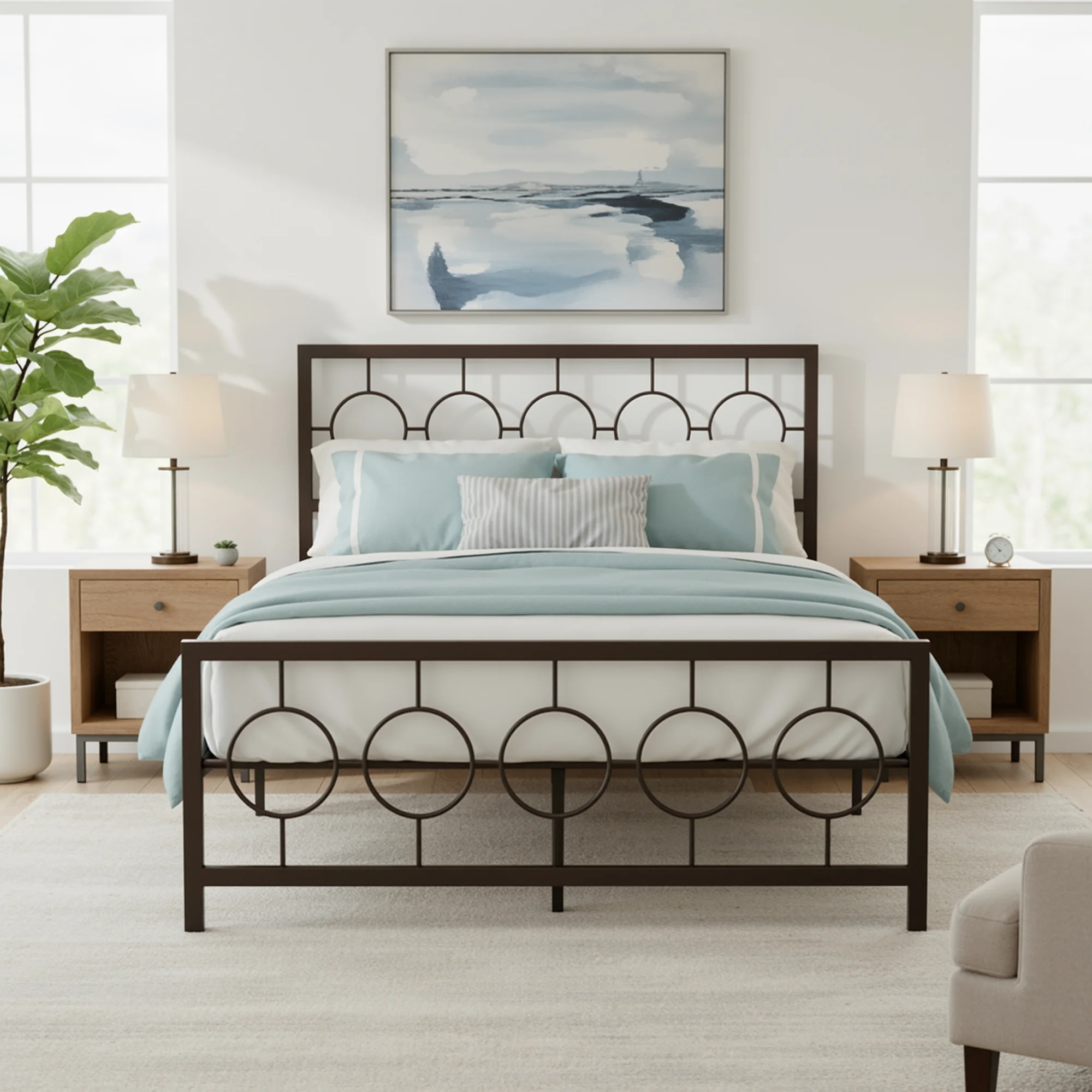 HOOMIC Metal Platform Bed Frame with Vintage Circular Headboard & Footboard, Extra Under-Bed Storage, No Box Spring Needed
HOOMIC Metal Platform Bed Frame with Vintage Circular Headboard & Footboard, Extra Under-Bed Storage, No Box Spring Needed