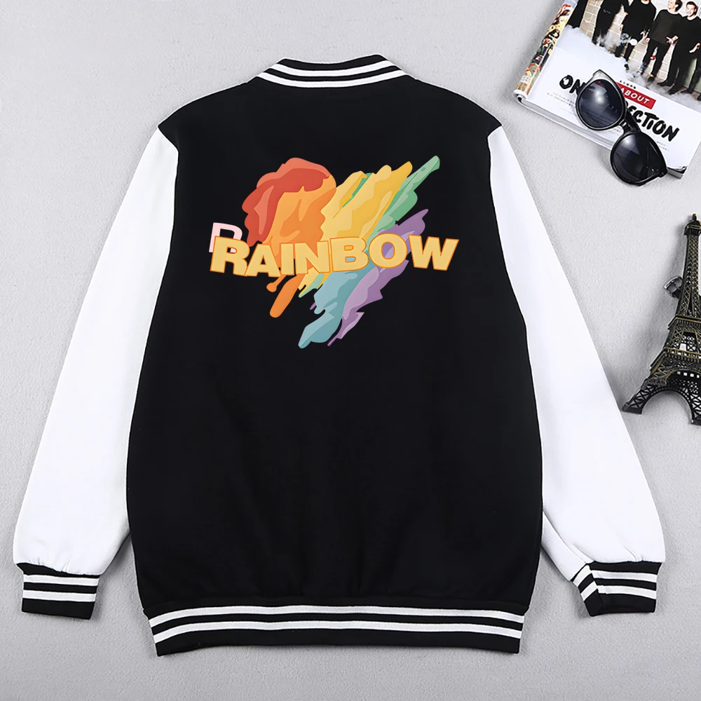 Rainbow Love Print Women Jackets Office Lady Loose Baseball Jersey S-3XL High Street Preppy Style High Street Motion Clothing
Rainbow Love Print Women Jackets Office Lady Loose Baseball Jersey S-3XL High Street Preppy Style High Street Motion Clothing