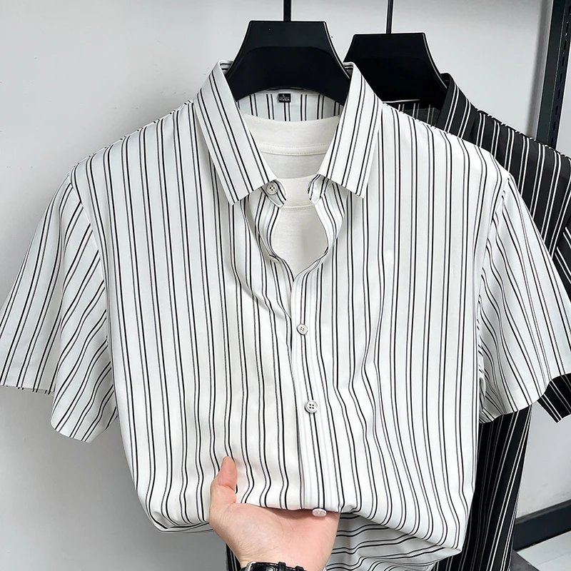 Summer New Men's Short-sleeve Shirt, Casual, Wrinkle-free, No-trace, Stretchy, Loose Cardigan Jacket, Striped Shirt
Summer New Men's Short-sleeve Shirt, Casual, Wrinkle-free, No-trace, Stretchy, Loose Cardigan Jacket, Striped Shirt