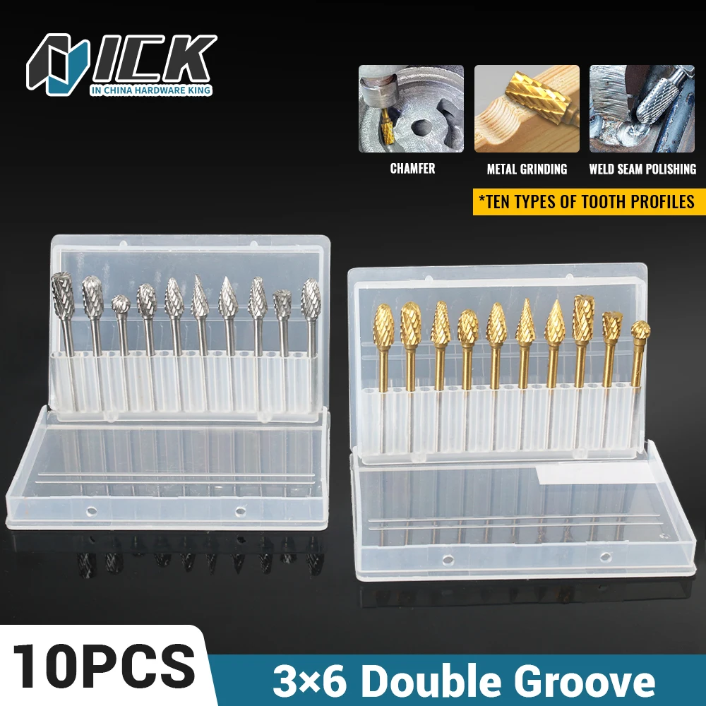 Tungsten Carbide Rotary Burr Set for Grinding Polishing Chamfering Metal Wood Plastic 10 Shapes Double Cut Design
Tungsten Carbide Rotary Burr Set for Grinding Polishing Chamfering Metal Wood Plastic 10 Shapes Double Cut Design