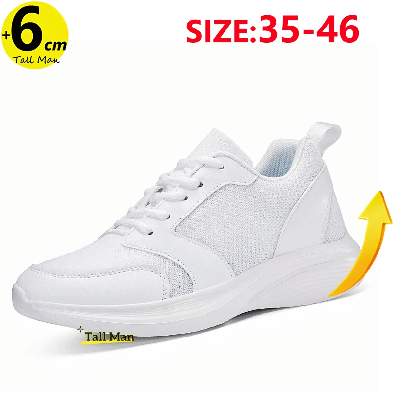 Мужские кроссовки со скрытым каблуком для увеличения роста, белые, черные, увеличение роста на 6 см, повседневная обувь, большие размеры 35-46
Мужские кроссовки со скрытым каблуком для увеличения роста, белые, черные, увеличение роста на 6 см, повседневная обувь, большие размеры 35-46