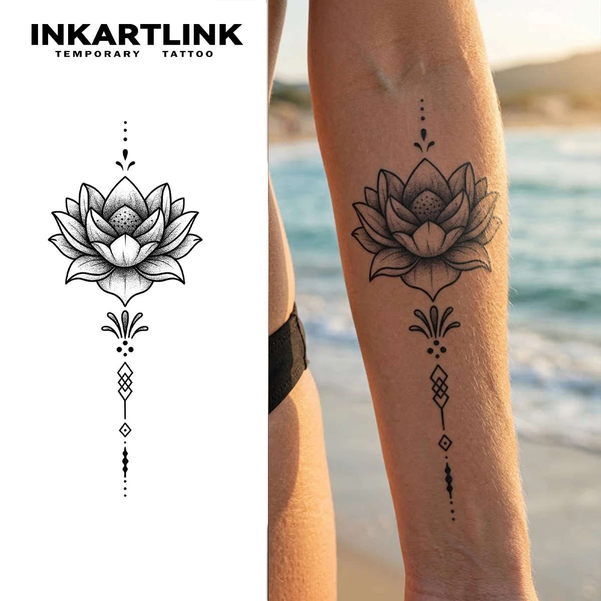 Водостойкий тату-стикер INKARTLINK с изображением цветка лотоса, обеспечивающий стойкое цветовое изображение на 1-2 недели, незаменим для модных людей.
Водостойкий тату-стикер INKARTLINK с изображением цветка лотоса, обеспечивающий стойкое цветовое изображение на 1-2 недели, незаменим для модных людей.