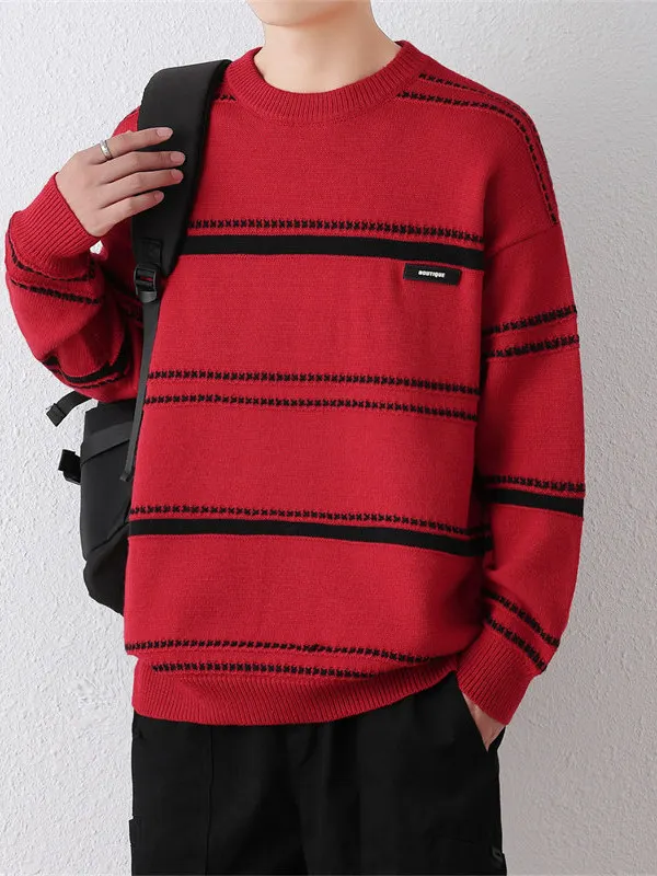 Laid-ba Sle Men's Knitted Sweater Thiened Warm Stripe Loose Fit Autumn Winter Luxury Feel Base Layer Long Sve Crew Ne
Laid-ba Sle Men's Knitted Sweater Thiened Warm Stripe Loose Fit Autumn Winter Luxury Feel Base Layer Long Sve Crew Ne
