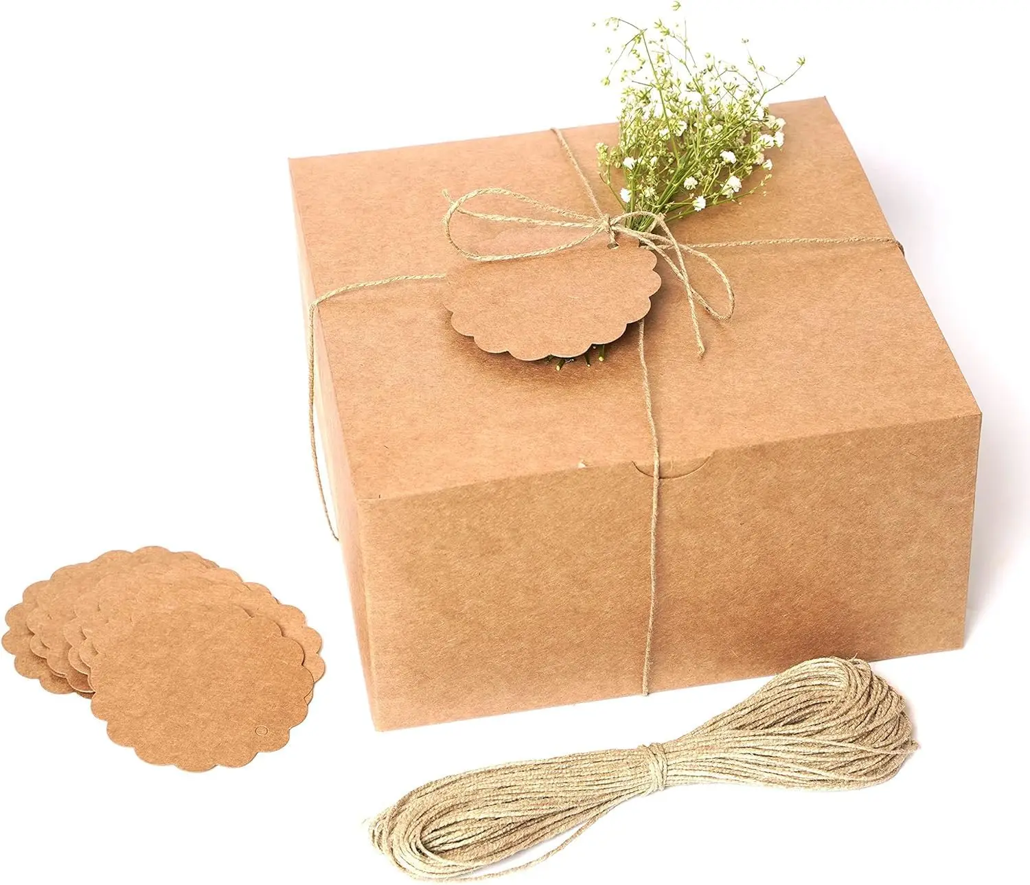 20 Pack Kraft Gift Boxes 8x8x4 Inches, Thick Paper with Lids, Tags & Jute Rope for Gifts, Wedding Favors, Crafting
20 Pack Kraft Gift Boxes 8x8x4 Inches, Thick Paper with Lids, Tags & Jute Rope for Gifts, Wedding Favors, Crafting