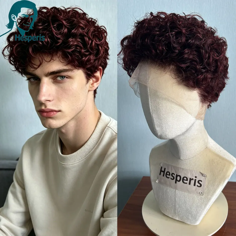 Hesperis 99J Handsome Men's Short Curly Human Hair Wig Glueless Pre-Styled Full Lace Burgundy Curly Fashion Wig for Men
Hesperis 99J Handsome Men's Short Curly Human Hair Wig Glueless Pre-Styled Full Lace Burgundy Curly Fashion Wig for Men