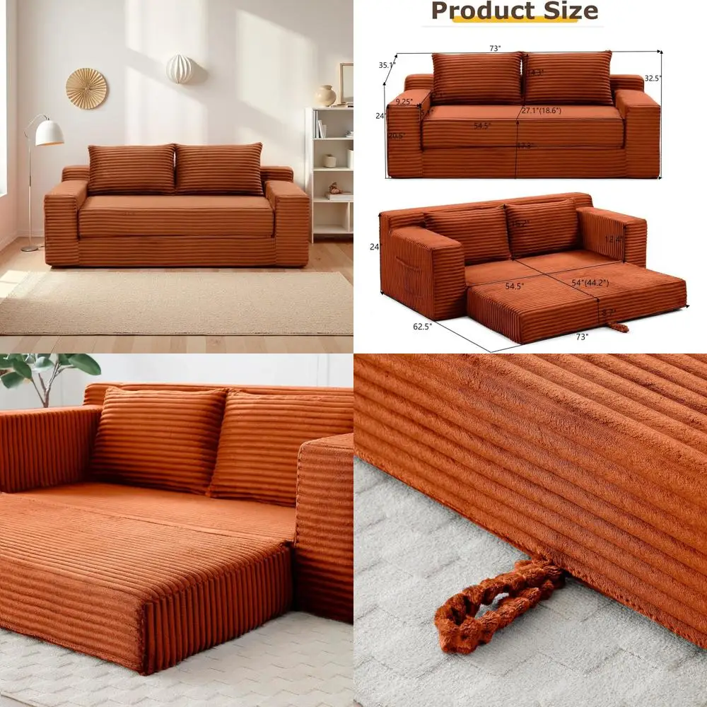 73 Memory Foam Cloud Loveseat Sleeper Sofa Bed, No Assembly Required, Orange
73 Memory Foam Cloud Loveseat Sleeper Sofa Bed, No Assembly Required, Orange